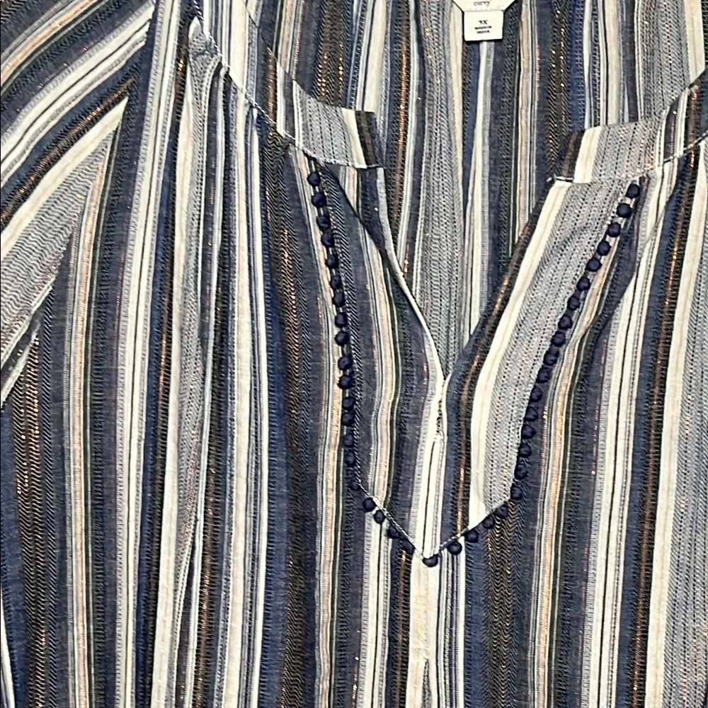 # Crown & Ivy 3X Navy & White Striped Peasant Dress w/Crochet Trim - Picture 5 of 7